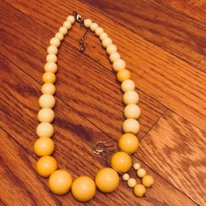 Yellow statement necklace and earrings